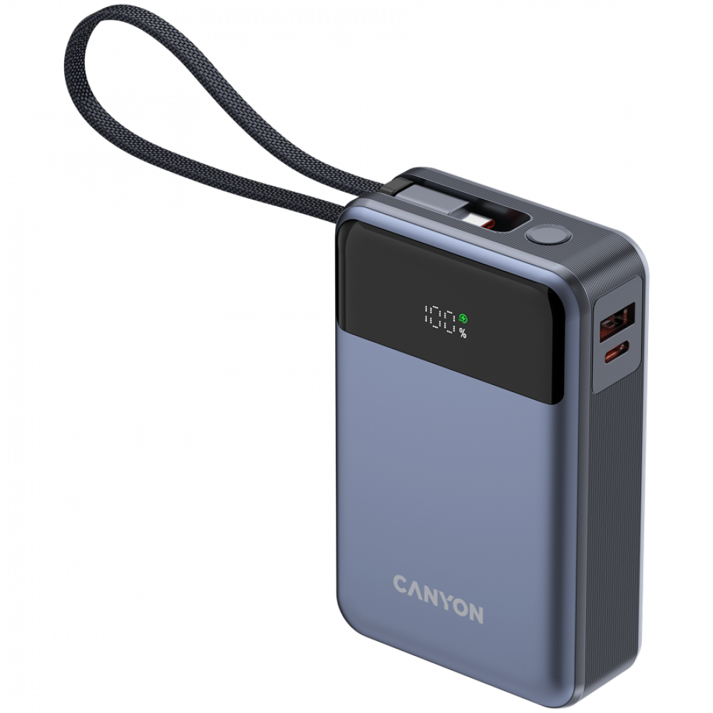 Power bank 20000 mAh PD 65W with cable Canyon OnPower 600 graphite