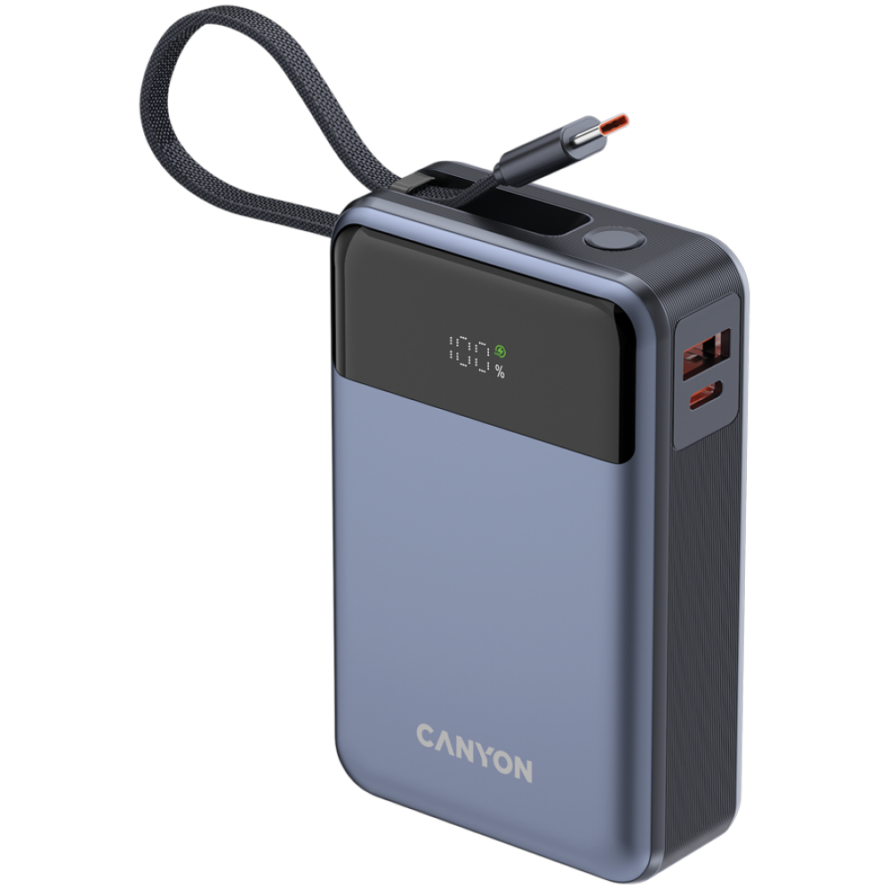 Power bank 20000 mAh PD 65W with cable Canyon OnPower 600 graphite