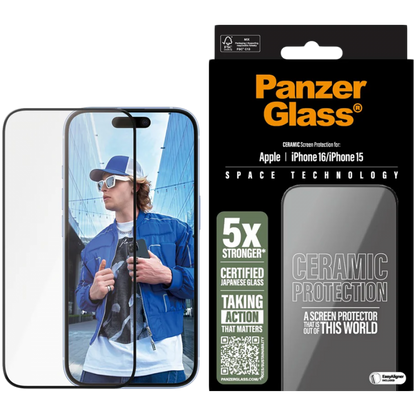 Szkło ochronne PANZERGLASS do iPhone 15 i 16 czarne