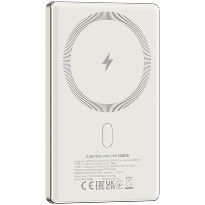 Powerbank Magsafe 5000 mAh PD20W slim Canyon OnPower 505 beige