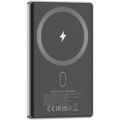 Powerbank Magsafe 5000 mAh PD 20W slim Canyon OnPower 505 Graphit