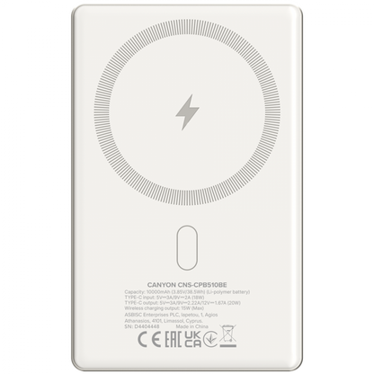 Powerbank 10000 mAh PD 20W slim Magsafe Canyon OnPower 510 beige