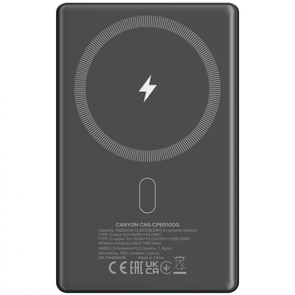 Powerbank 10000 mAh PD20W slim Magsafe Canyon OnPower 510 szary