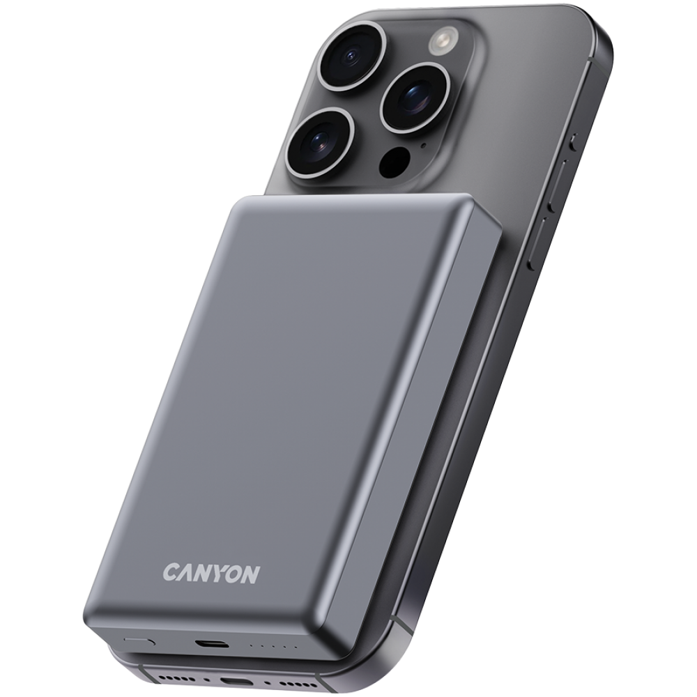 Powerbank 10000 mAh PD20W slim Magsafe Canyon OnPower 510 szary
