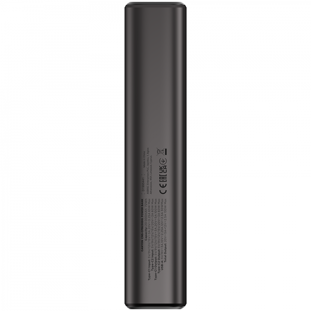 Powerbank 20000 mAh PD 130W mit Display Canyon OnPower 230 graphit
