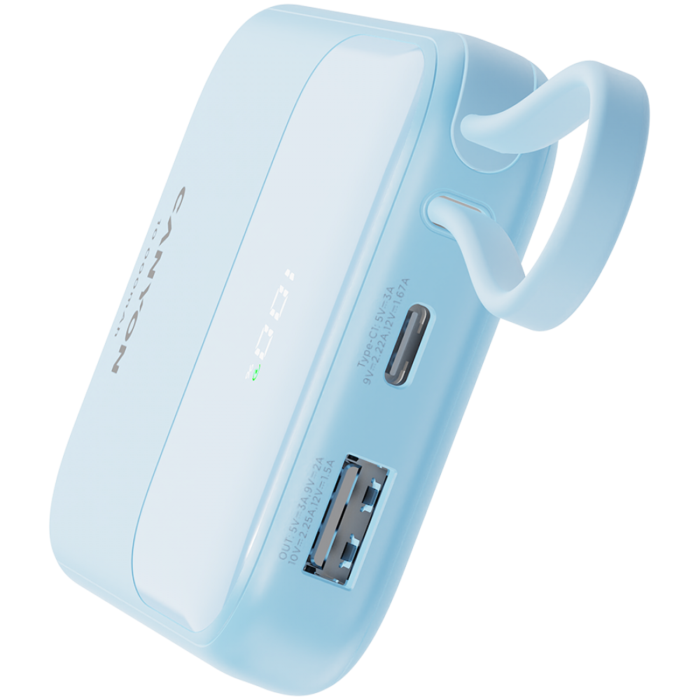 Powerbank 10000 mAh PD 22.5W mit Kabel Canyon OnPower 101 blau
