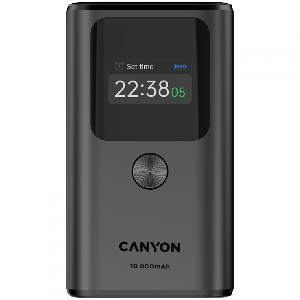 Powerbank 10000 mAh PD 30W TFT tragbar Canyon OnPower 130 Graphit