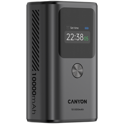 Powerbank 10000 mAh PD 30W TFT tragbar Canyon OnPower 130 Graphit