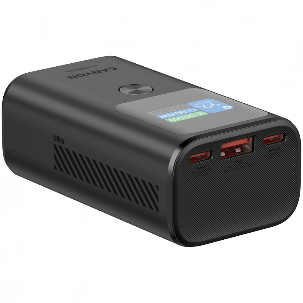 Powerbank 10000 mAh PD 30W TFT tragbar Canyon OnPower 130 Graphit