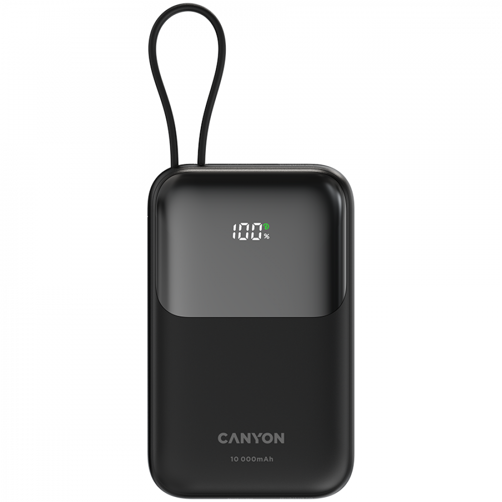 Powerbank 10000 mAh PD 22.5W mit Kabel Canyon OnPower 101 schwarz
