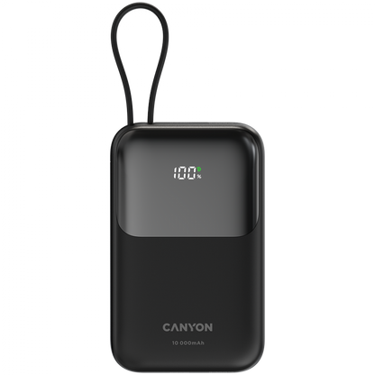 Powerbank 10000 mAh PD 22.5W mit Kabel Canyon OnPower 101 schwarz