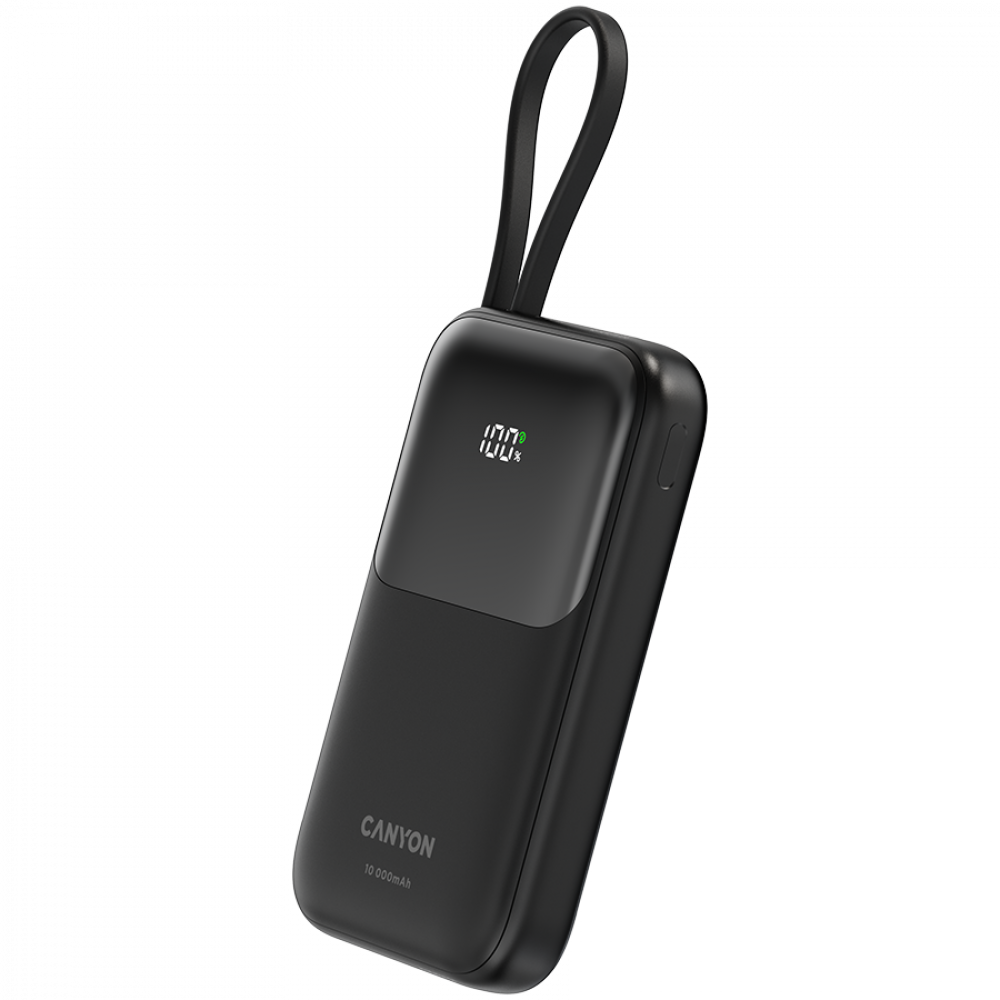 Powerbank 10000 mAh PD 22.5W mit Kabel Canyon OnPower 101 schwarz