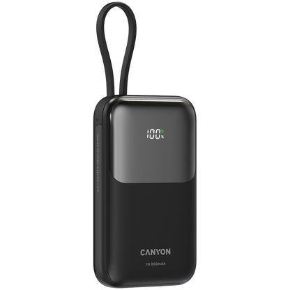 Powerbank 10000 mAh PD 22.5W mit Kabel Canyon OnPower 101 schwarz