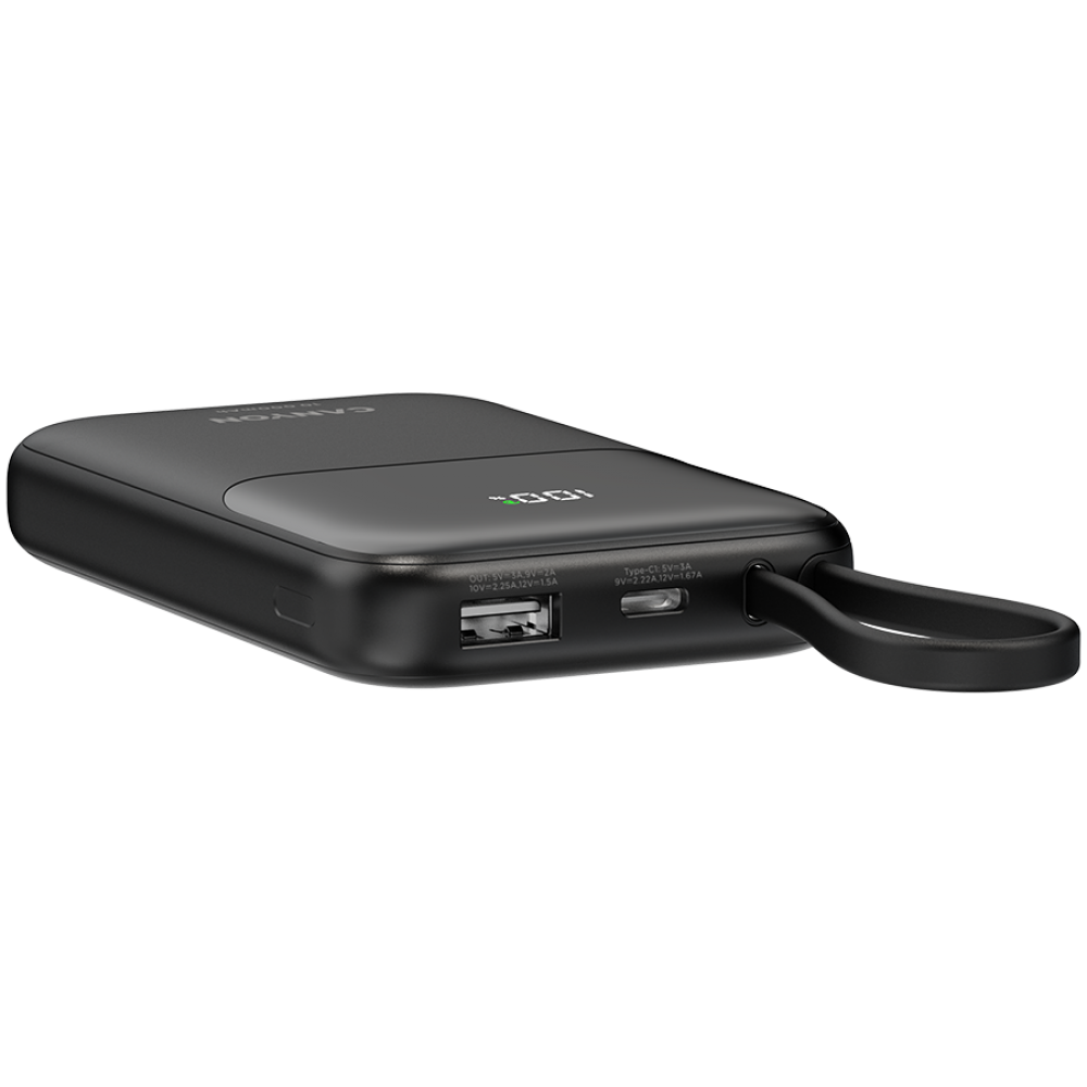 Powerbank 10000 mAh PD 22.5W mit Kabel Canyon OnPower 101 schwarz
