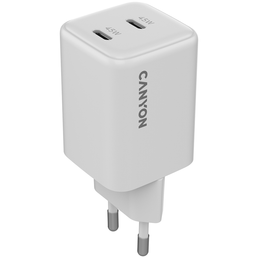 Canyon CU45AC 45W 2xPD UK GaN Wall Charger White