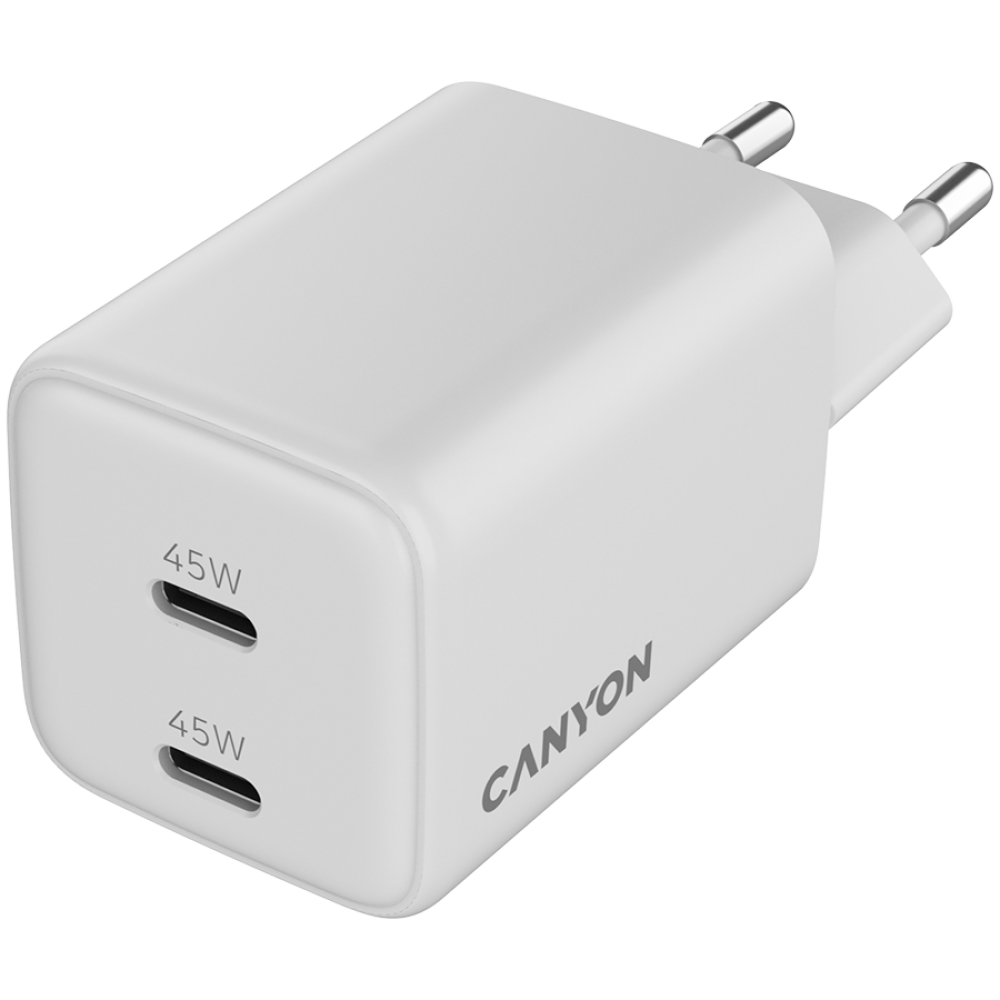 Canyon CU45AC 45W 2xPD UK GaN Wall Charger White