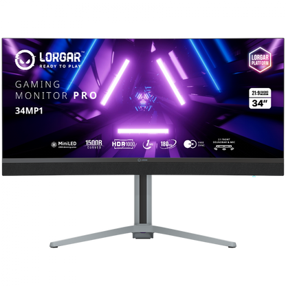 34'' UWQHD 3440x1440 Curved Lorgar Gaming Monitor Black
