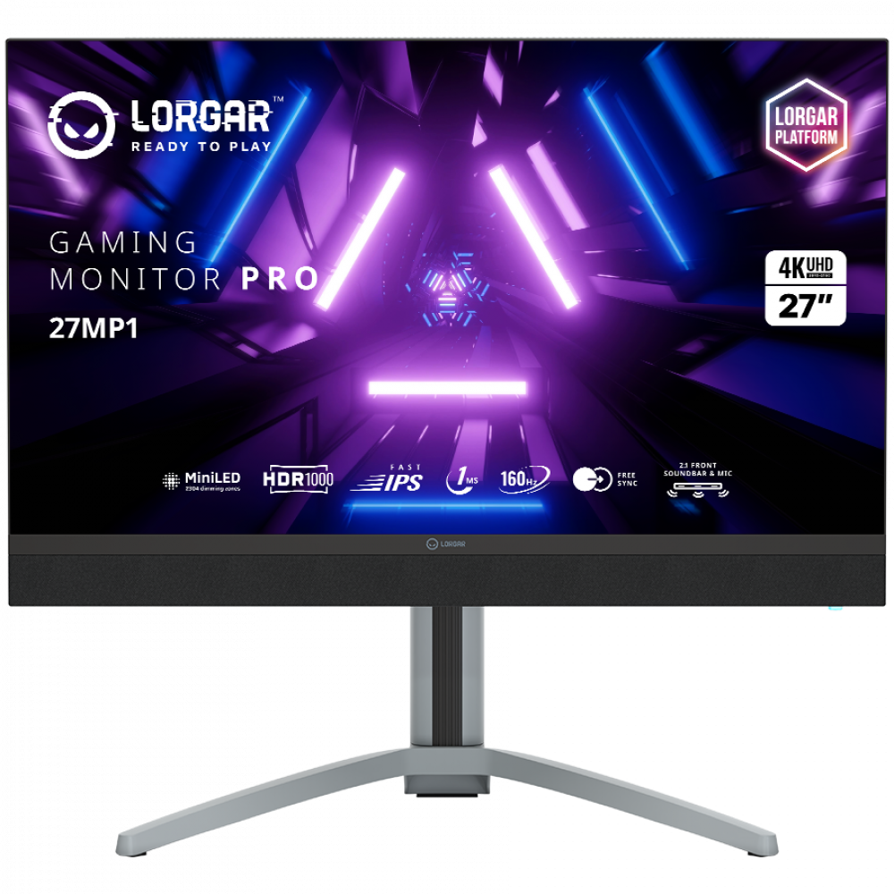 27'' 4K MiniLED Gaming Monitor 3840x2160 Lorgar UHD Pro Schwarz/Grau