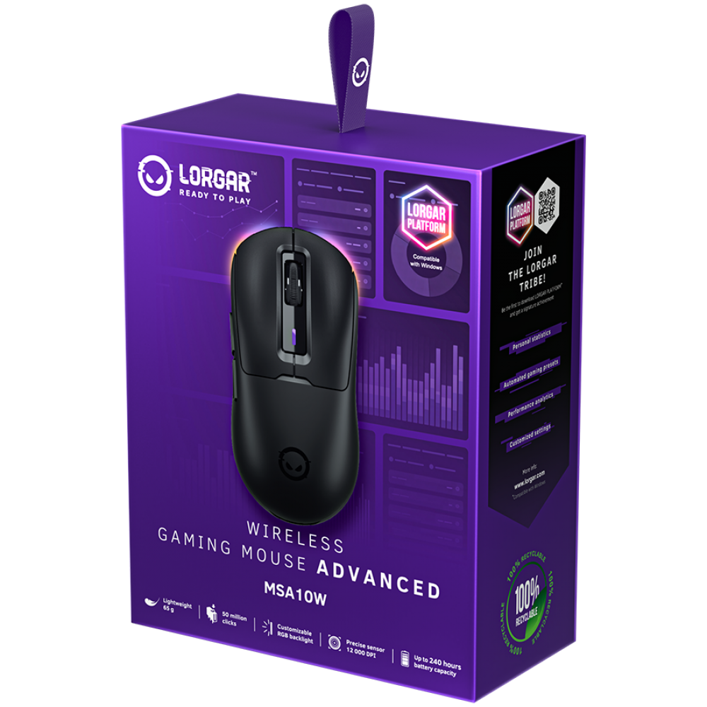 Kabellose Gaming-Maus Lorgar MSA10W schwarz