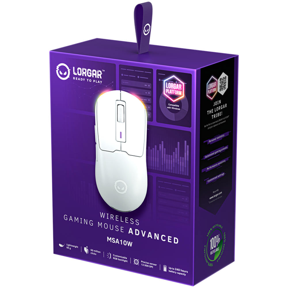 Drahtlose Gaming-Maus Lorgar MSA10W weiß