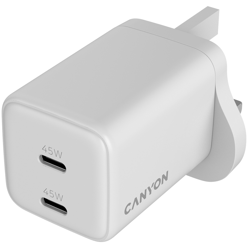 Canyon CU45AC 45W 2xPD UK GaN Wall Charger White