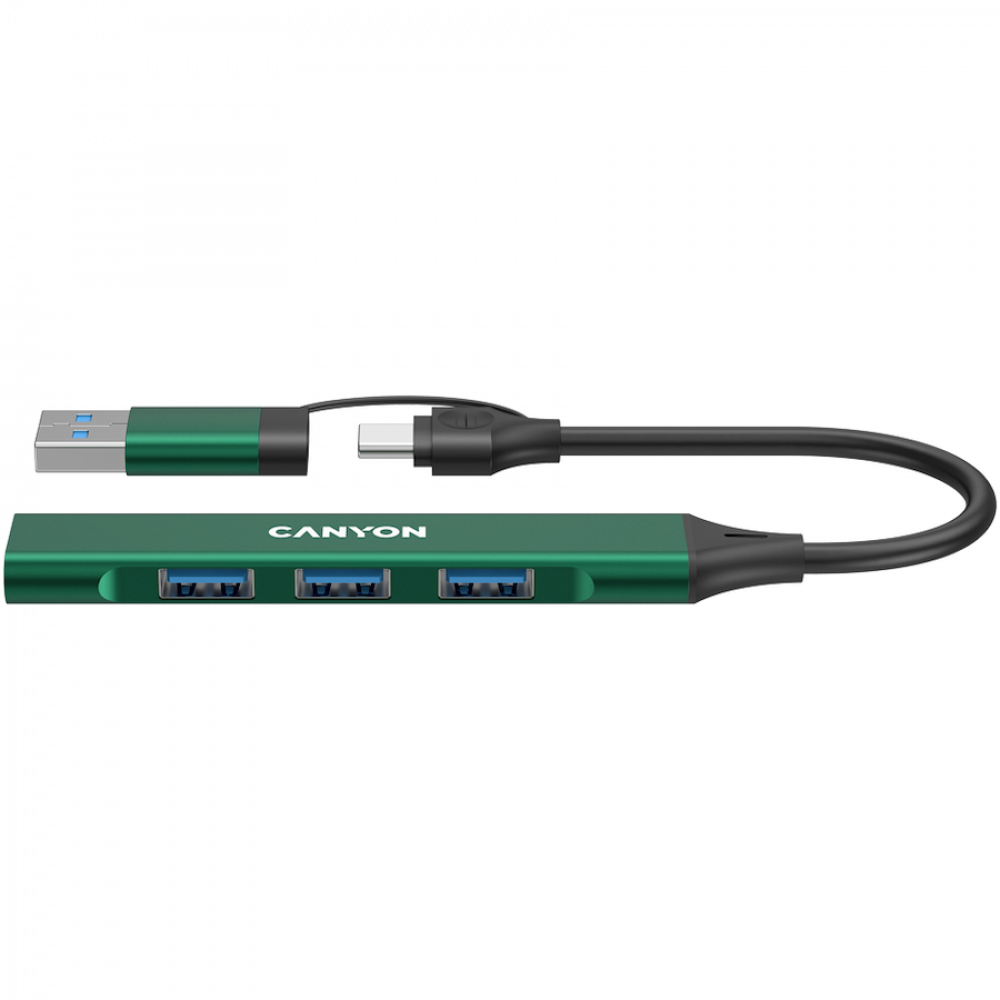 4-in-1 USB-A/C Hub tragbar Canyon DS-02 grün