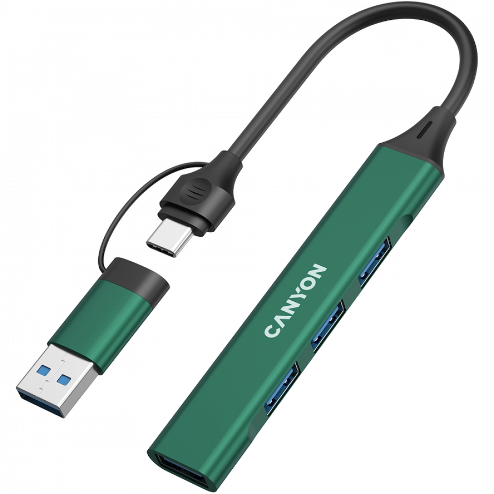 4-in-1 USB-A/C Hub tragbar Canyon DS-02 grün