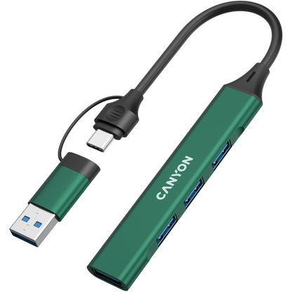 4-in-1 USB-A/C Hub tragbar Canyon DS-02 grün