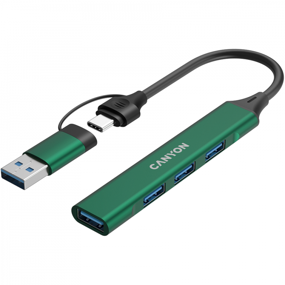 4-in-1 USB-A/C Hub tragbar Canyon DS-02 grün