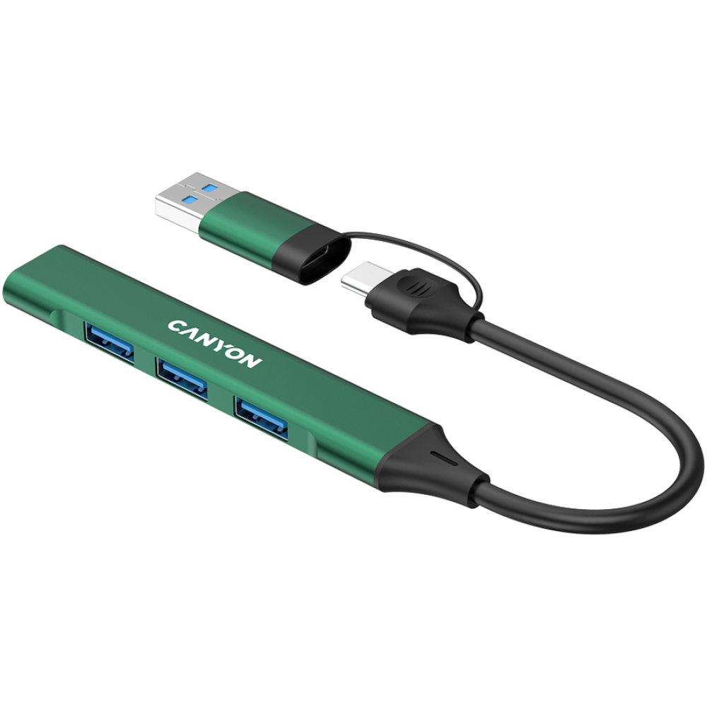 4-in-1 USB-A/C Hub tragbar Canyon DS-02 grün