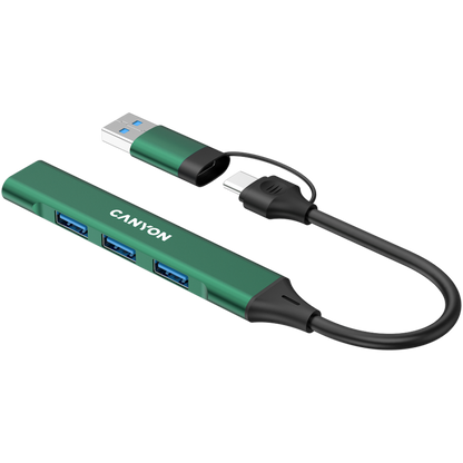 4-in-1 USB-A/C Hub tragbar Canyon DS-02 grün