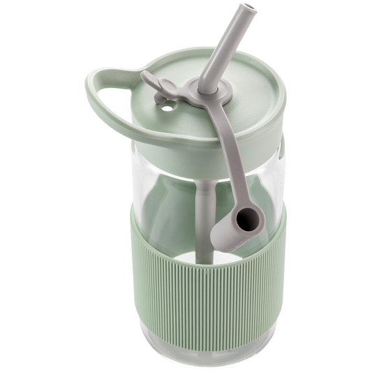 Butelka szklana ze słomką Buydeem CD1017 500 ml pastelowa zielona