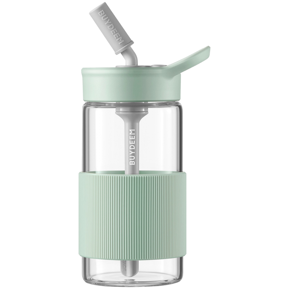Butelka szklana ze słomką Buydeem CD1017 500 ml pastelowa zielona