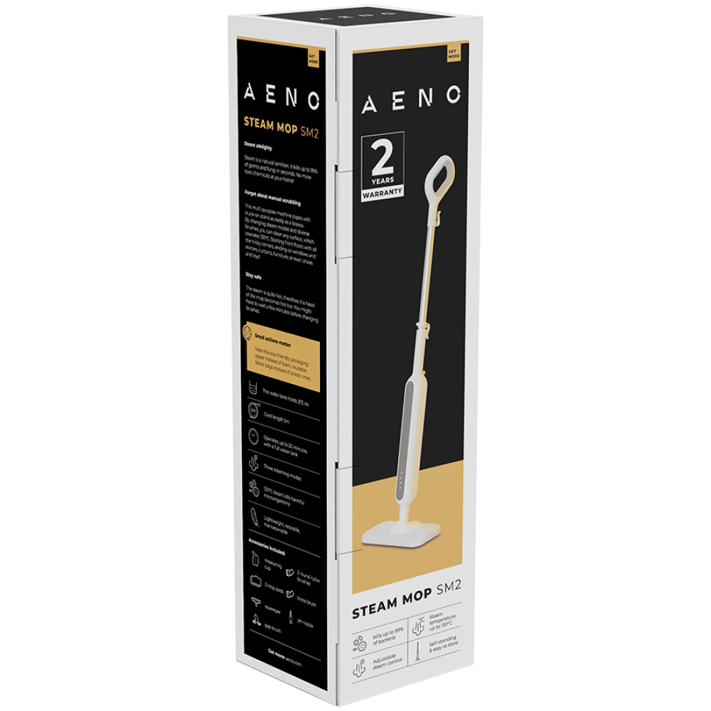 Steam Mop 1200W 3 Modes 130°C 275ml Self-standing Aeno SM2