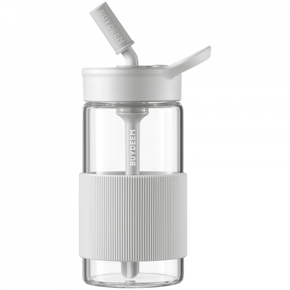 Butelka szklana 500 ml z słomką Buydeem CD1017 biały