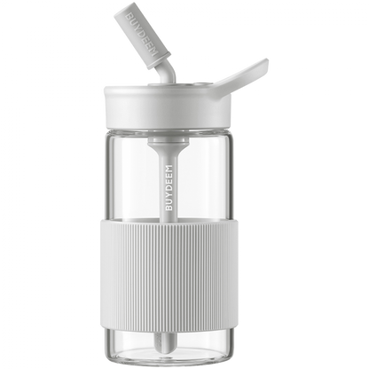 Butelka szklana 500 ml z słomką Buydeem CD1017 biały