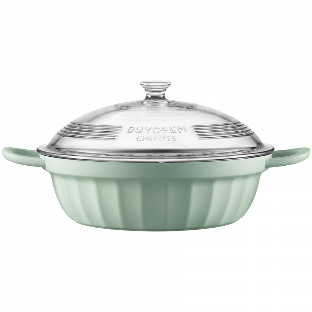 Naczynie emaliowane Buydeem CP181 aluminiowe 3,8l z szklaną pokrywą Zielone