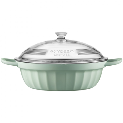 Naczynie emaliowane Buydeem CP181 aluminiowe 3,8l z szklaną pokrywą Zielone