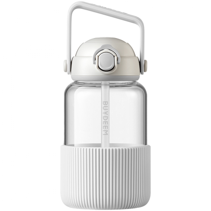 Glasflasche 1 L mit Strohhalm Buydeem DG710 weiß