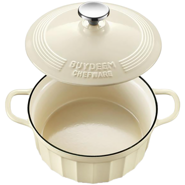 Naczynie żeliwne Buydeem CP521 emaliowane 2,9l kuchenne Pastelowe Białe