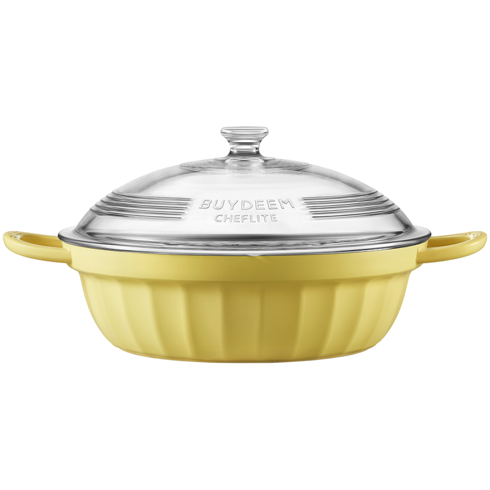 Naczynie emaliowane Buydeem CP181 aluminiowe 3,8l ze szklaną pokrywą Żółte
