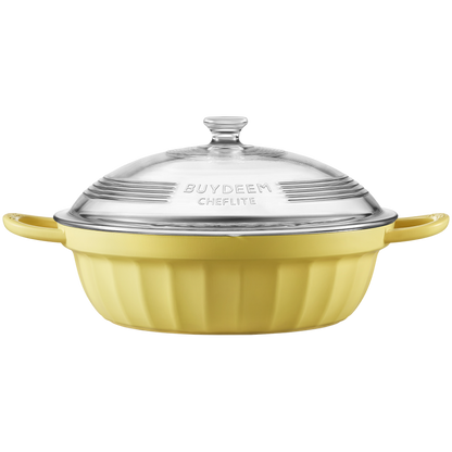 Naczynie emaliowane Buydeem CP181 aluminiowe 3,8l ze szklaną pokrywą Żółte