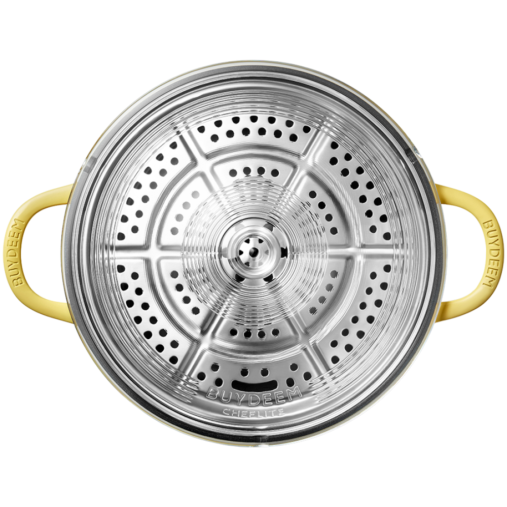 Naczynie emaliowane Buydeem CP181 aluminiowe 3,8l ze szklaną pokrywą Żółte