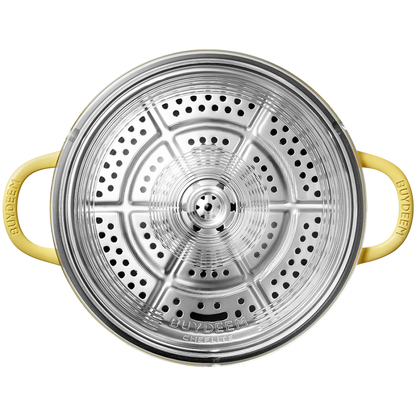 Naczynie emaliowane Buydeem CP181 aluminiowe 3,8l ze szklaną pokrywą Żółte