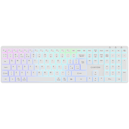 Klawiatura bezprzewodowa RGB dwa tryby Canyon HKB-W11 biała