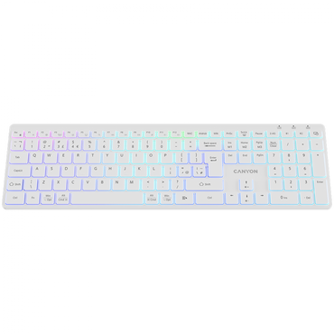 Klawiatura bezprzewodowa RGB dwa tryby Canyon HKB-W11 biała