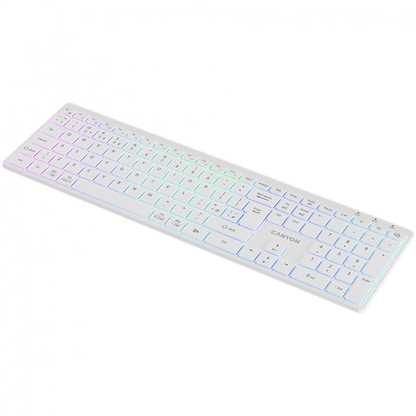Klawiatura bezprzewodowa RGB dwa tryby Canyon HKB-W11 biała