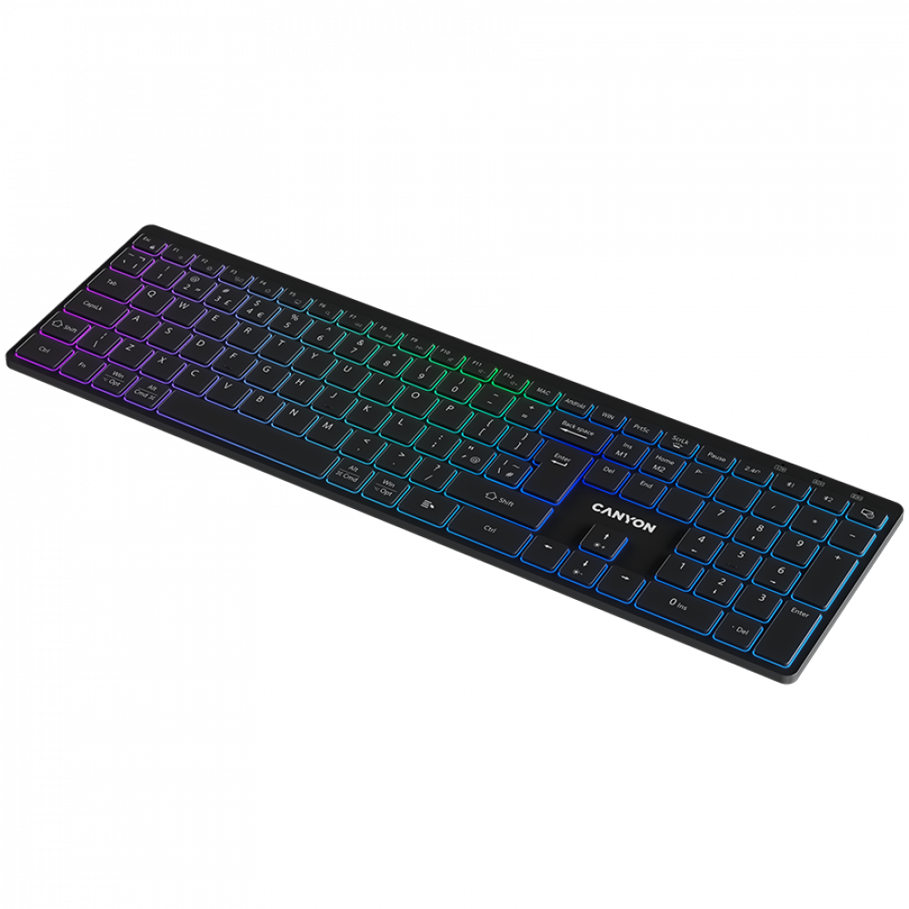 Klawiatura bezprzewodowa RGB Canyon HKB W11 czarna, dwa tryby