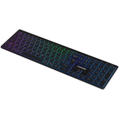 Klawiatura bezprzewodowa RGB Canyon HKB W11 czarna, dwa tryby