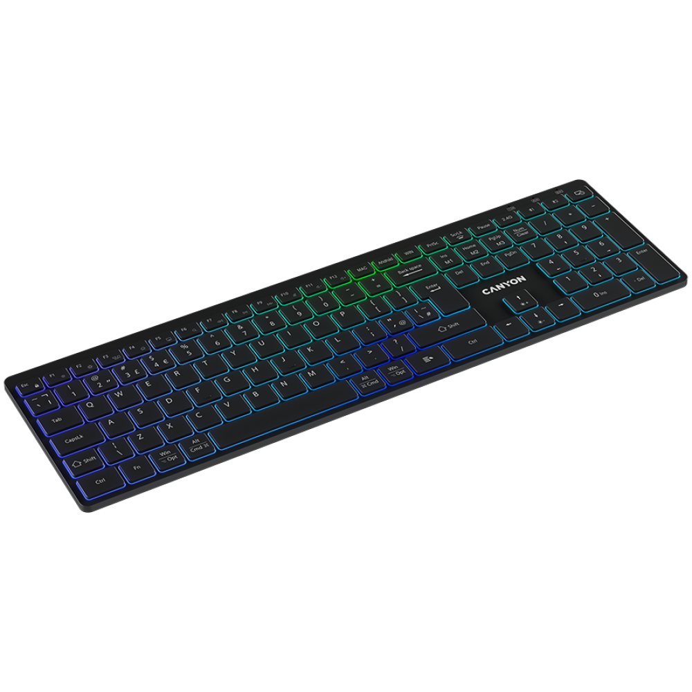 Klawiatura bezprzewodowa RGB Canyon HKB W11 czarna, dwa tryby